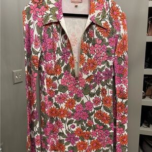 NWT SHOW ME YOUR MUMU Pink & Orange Floral Zip-Front Mini Dress